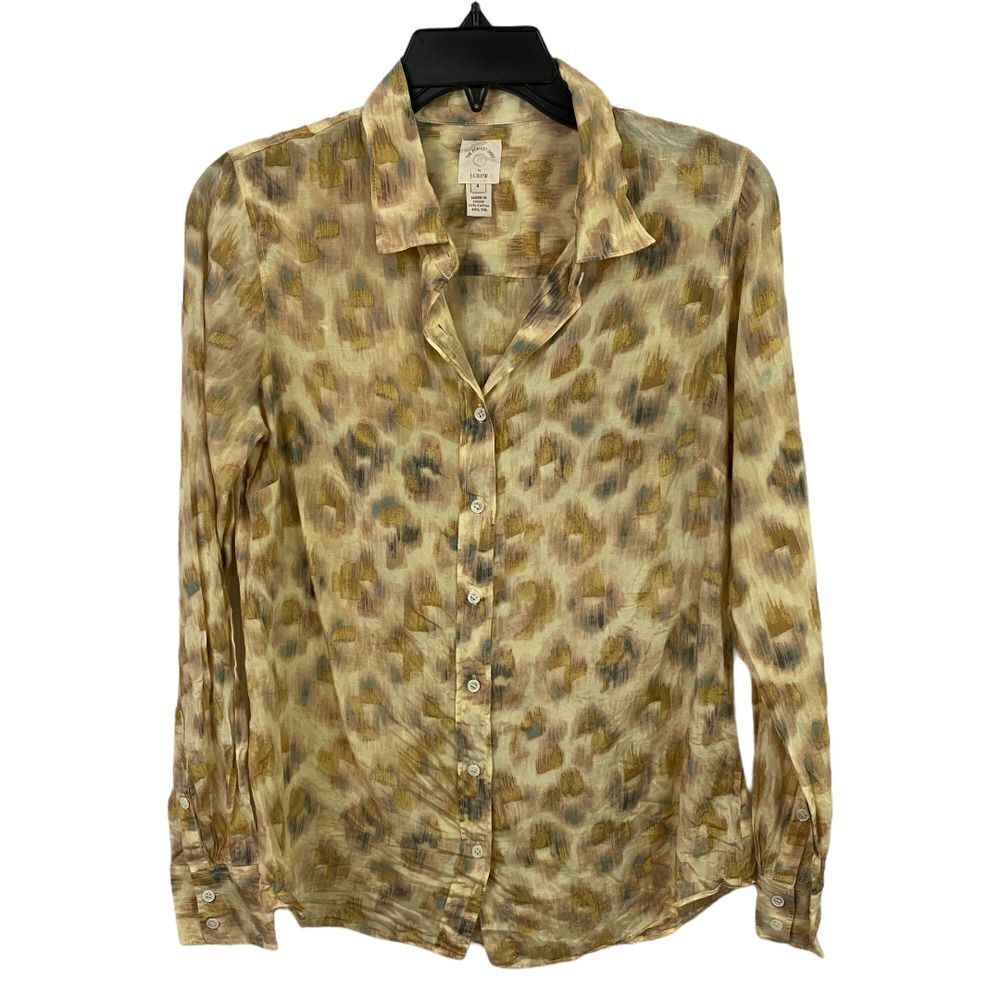 J.Crew The Perfect Shirt Watercolor Leopard Print size 4